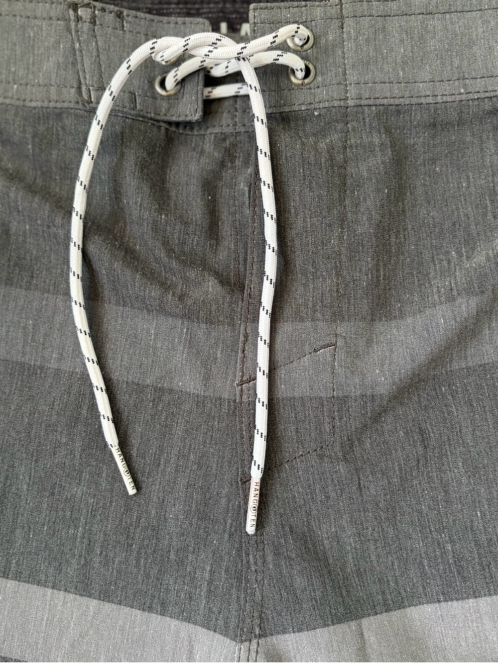 NWT Hang Ten Sz 38 Board Shorts Light Gray Horizontal Stripe Back Pocket